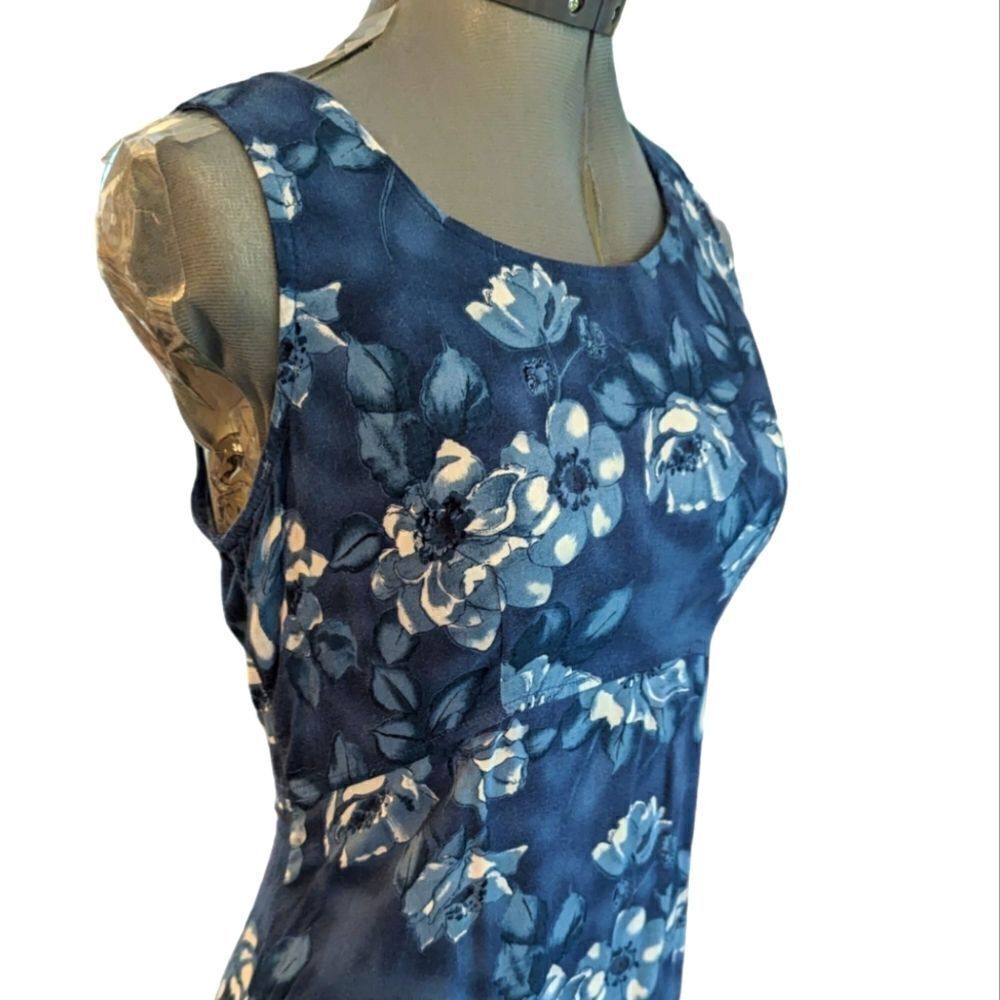 Women's‎ vintage Basic Editions long blue floral print dress size 9
